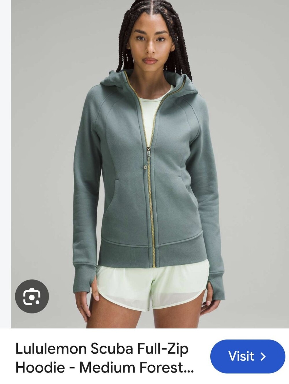 lululemon athletica Full-Zip Hoodie in Forest Green Size 8